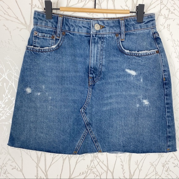 BDG URBAN OUTFITTERS Cotton Distressed Mini Skirt Small high-Waisted - Picture 10 of 10